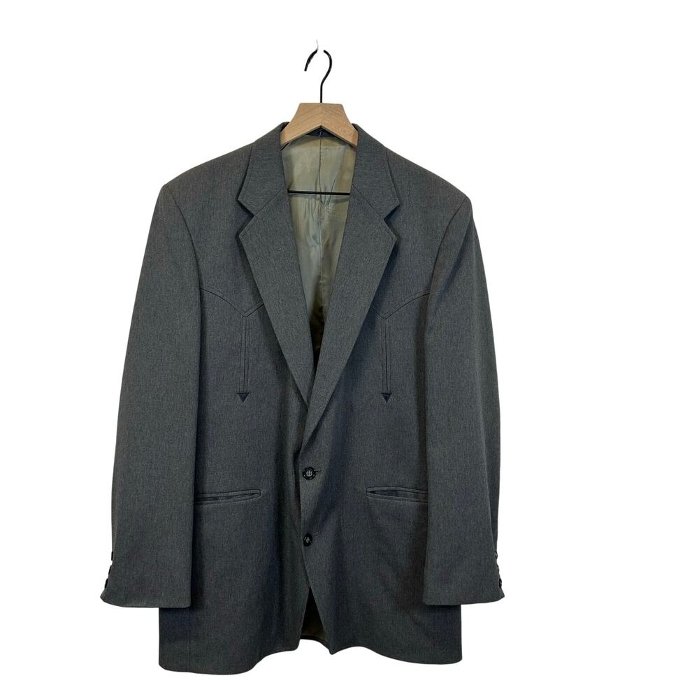 Circle S Vintage Western Blazer Gray 42L Cowboy Ranch Sport Coat‎ USA